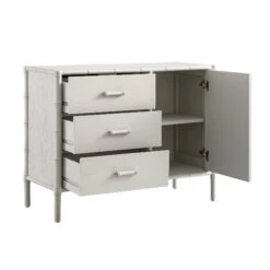 Elstowe Faux Bamboo 1-Door 3-Drawer Sideboard, Shaded White -Daals XXSB 066 BEIGE WB3