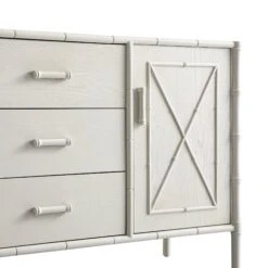 Elstowe Faux Bamboo 1-Door 3-Drawer Sideboard, Shaded White -Daals XXSB 066 BEIGE detail1