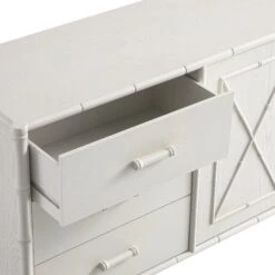 Elstowe Faux Bamboo 1-Door 3-Drawer Sideboard, Shaded White -Daals XXSB 066 BEIGE detail2