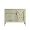 Elstowe Faux Bamboo 1-Door 3-Drawer Sideboard, Sage Green