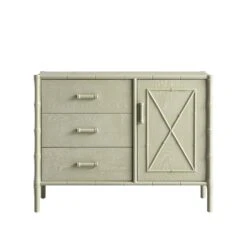 Elstowe Faux Bamboo 1-Door 3-Drawer Sideboard, Sage Green