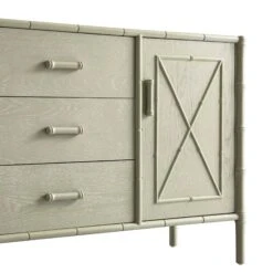 Elstowe Faux Bamboo 1-Door 3-Drawer Sideboard, Sage Green -Daals XXSB 066 GREEN detail1
