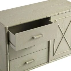 Elstowe Faux Bamboo 1-Door 3-Drawer Sideboard, Sage Green -Daals XXSB 066 GREEN detail2