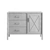 Elstowe Faux Bamboo 1-Door 3-Drawer Sideboard, Warm Grey