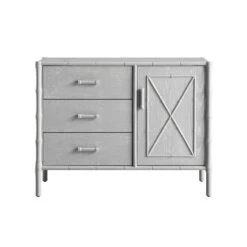 Elstowe Faux Bamboo 1-Door 3-Drawer Sideboard, Warm Grey