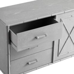 Elstowe Faux Bamboo 1-Door 3-Drawer Sideboard, Warm Grey -Daals XXSB 066 GREY detail2