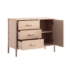 Elstowe Faux Bamboo 1-Door 3-Drawer Sideboard, Nude Pink -Daals XXSB 066 NUDE WB3