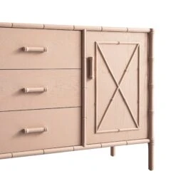 Elstowe Faux Bamboo 1-Door 3-Drawer Sideboard, Nude Pink -Daals XXSB 066 NUDE detail1