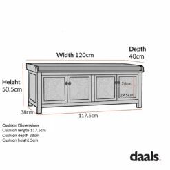 Chantilly Whitewashed Carved Storage Bench -Daals XXST 016 CHART