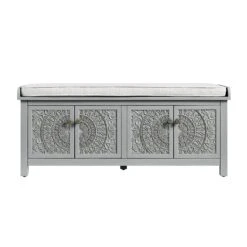 Chantilly Mid Grey Carved Storage Bench -Daals XXST 016 GREY WB1