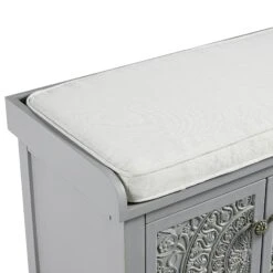 Chantilly Mid Grey Carved Storage Bench -Daals XXST 016 GREY detail2