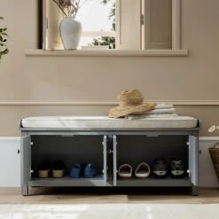 Chantilly Mid Grey Carved Storage Bench -Daals XXST 016 GREY scene5