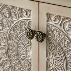 Chantilly Whitewashed Carved Storage Bench -Daals XXST 016 WHITEWASH detail3