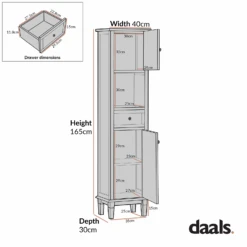 Chantilly Mid Grey Carved Bathroom Tallboy Cabinet -Daals XXTALL 058 CHART 1