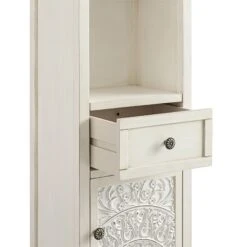 Chantilly Whitewashed Carved Bathroom Tallboy Cabinet -Daals XXTALL 058 WHITEWASH detail2