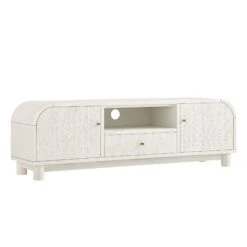 Maude TV Unit, Washed White Ash With Raffia -Daals XXTV 048 WHITE RAF WB2