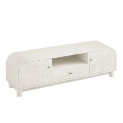 Maude TV Unit, Washed White Ash With Raffia -Daals XXTV 048 WHITE RAF WB3