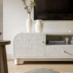 Maude TV Unit, Washed White Ash With Raffia -Daals XXTV 048 WHITE RAF scene4