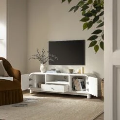 Maude TV Unit, Washed White Ash -Daals XXTV 049 WHITE WHITE scene2