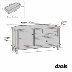 Chantilly Mid Grey Corner TV Unit -Daals XXTV 053 CHART