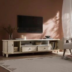 Chantilly Whitewashed 200cm Wide TV Unit -Daals XXTV 055 WHITEWASH scene2