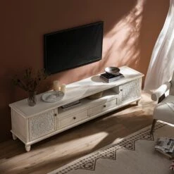 Chantilly Whitewashed 200cm Wide TV Unit -Daals XXTV 055 WHITEWASH scene3