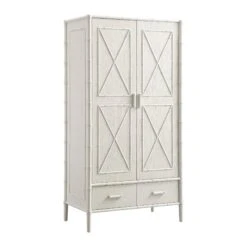Elstowe Faux Bamboo Double Wardrobe, Shaded White -Daals XXWARD 068 BEIGE WB2