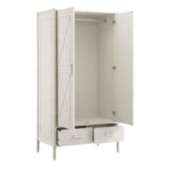 Elstowe Faux Bamboo Double Wardrobe, Shaded White -Daals XXWARD 068 BEIGE WB3