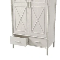 Elstowe Faux Bamboo Double Wardrobe, Shaded White -Daals XXWARD 068 BEIGE detail2