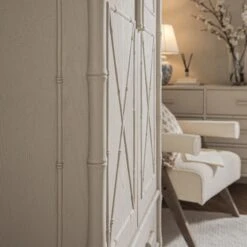 Elstowe Faux Bamboo Double Wardrobe, Shaded White -Daals XXWARD 068 BEIGE scene5