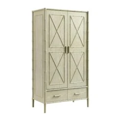 Elstowe Faux Bamboo Double Wardrobe, Sage Green -Daals XXWARD 068 GREEN WB2
