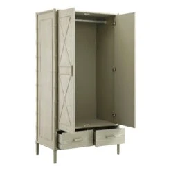 Elstowe Faux Bamboo Double Wardrobe, Sage Green -Daals XXWARD 068 GREEN WB3