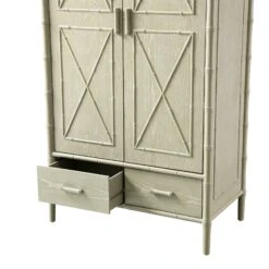 Elstowe Faux Bamboo Double Wardrobe, Sage Green -Daals XXWARD 068 GREEN detail2